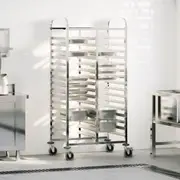 vidaXL Tray Trolley with 32 GN Containers 75x55x162.5 cm Stainless Steel