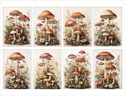 Junk Journal Ephemera Scrapbooking Card Toppers Journal Cards Botanical Mushroom