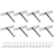 8Pcs 3 Inch Wall Mounting Floating Shelf Bracket Blind Shelf Support, Silver