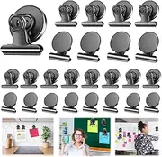Xinghonyac 25 Pcs Magnetic Clips, Magnetic Hooks Clips, Strong Refrigerator Magnets Clips, Fridge Magnets Clips, Whiteboard Magnetic Clips for Home, Office, School (Black)