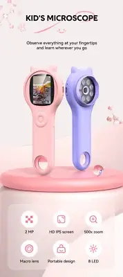 Mini Children'S Electronic Microscope with Silicone Case Photo and Video Functio