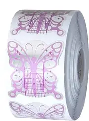 NAILFUN - 1 roll (500 Pieces) self-Adhesive Butterfly Silver Purple Modelling Stencils for Artificial fingernail Modelling