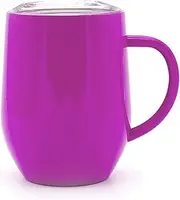 Beer Mug Cup,Stainless Steel Mug,Stainless Steel Coffee Mug Cup with Handle, 12 Oz Double Wall Vacuum Insulated Tumbler with Lid Travel Friendly, Durable Coffee Cup Thermal Cup(White) (Color : Purpl