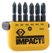 C.K PHILLIPS BLUE STEEL IMPACT BIT SET T4512 6Pcs PH1-PH3, Black Oxide Finish
