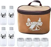 Outdoor Container Set – 8 Lightweight Bottles With Zipper Bag For Seasonings | Portable Camping Kit For BBQs, Picnics, Hiking, And Travel | Clear Jars For Salt, Pepper, & More