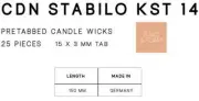 CDN Stabilo 14 Candle Wick -150 mm Long (15mm x 3.8mm Tab)