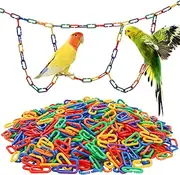 Suwimut 500 Pieces Plastic Chain Links, Interchangeable C-Clip Hooks Rainbow C-Links for Classroom Playroom Children Learning Toys, Small Pet Rat Parrot Bird Toy Cage