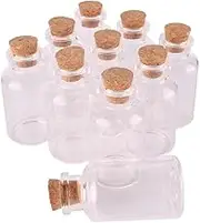 SYLALE 24pcs 30 * 55 * 12.5mm 23ml Mini Glass Wishing Bottles Tiny Jars Vials with Cork Stopper Wedding Gift