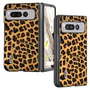 ABEEL For Google Pixel Fold Anti-Scratch Cover Leopard Pattern PU Leather+PC Phone Case