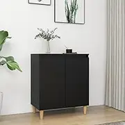 Wood Sideboard, Cupboard with Solid Wood Legs, Buffet Cabinet with 2 Compartments for Living Room, Dining Room, Kitchen, Easy Assemble, 60x35x70 cm, Black