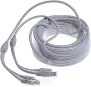 CC/TV CAT5/CAT-5e 5M/10M/15M/20M/30M Ethernet Cable RJ45 + DC Power CC/TV Network LAN Cable Fit Fit Compatible NVR System IP Cameras(15M)