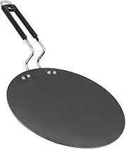 Dhanak Iron Tawa - Hard Anodized for Chapati, Roti, Parantha, Dosa - Wired Handle With Backalite Coating - 3mm Thickness (9 Inch)