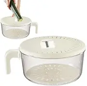Fruit Strainer - Double-Layer Fruit Wash Bowl | Draining Basket with Folding Handle Food Container for Kitchen Meal Prep Cooking Salad Dining Picnic Travel Outdoor Barbecue Camping Home