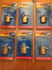 12 x 2cm BRASS PADLOCKS w/ 2 KEYS Keyed Security Locker Suitcase Luggage Travel