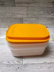 NEW Set Of 2 - Tupperware Freezer Mates Plus Bowl Small Shallow 1.75 Cup Orange