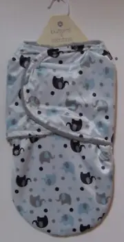 Buttons & Stitches Sherpa Elephant Dot Swaddle Sleeping Sack Bag Blanket 0-3M