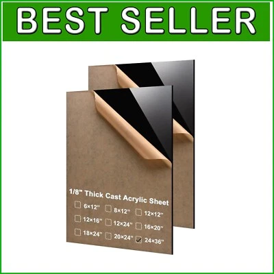 24x36 Black Acrylic Sheets - Perfect for DIY Projects & Crafting (2 Pack)