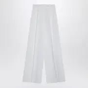 [Givenchy] White Pleated Cotton Trousers 38 FR White