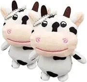 2pcs Cute Milk Cow Plush Keychain Soft Cartoon Bag Charm for Keys Backpack Purse Adorable Stuffed Animal Safe Plush Material