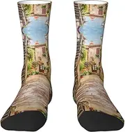 [EdWal] Soft Italy Tuscan print Moisture Wicking Socks Sports Socks for Men and Women Warm thermal Boot Hiking Socks
