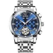 6607 Multi-Function Men Big Flywheel Automatic Waterproof Mechanical Watch(Blue)