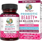 Vegan Probiotics for Women 63 Billion CFU by MaryRuth - 2-in-1 Probiotic + Organic & Plant Based Collagen Immunity Booster + Biotin for Hair, Skin & Nail Health – Non-GMO 30 Day Supply - Glass Bottle