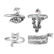 Adjustable Knitting Crochet Loop Ring 4 Pcs Crochet Ring for Finger Yarn Tens...