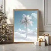 Tropical Palm Tree In Winter Art Print White Palm In Snowy Desert Poster