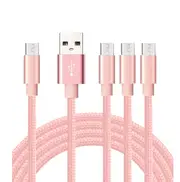 Catzon 1M 2M 3M 4Packs Micro USB Cable Nylon Braided Phone Cable Fast Charger Cable USB Cord -Pink
