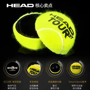 海德HEAD XT TOUR 比賽網球 黃金球3個裝中網協比賽專業用球