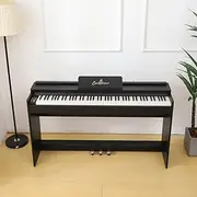 Professional 88-Key Full Size Hammer Action Digital Piano with 128timbres, 128 Rhythms,80 Demo Songs & Multifunction Control Panel, 88-Key Weighted Digital Piano,Wood Grain Finish, Triple Pedal.