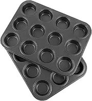 Muffin Pan, 12 Cup Cupcake Baking Pan Set of 2, Cheesecake Tart Baking Tin Tray Bakeware Mold, Stainless Steel Muffin Pans for Baking Mini Cake Muffin Tart Quiche