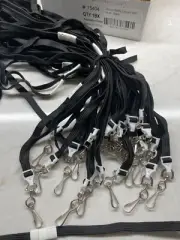 Lot of 24 Black Neck Lanyards with Breakaway Clasp and J hook clip 36”