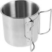 Abaodam Stainless Steel Camping Mug with Ergonomic Handle Lightweight Outdoor Cup for Backpacking Travel Hiking Capacity Tumbler for Tea Water Silver
