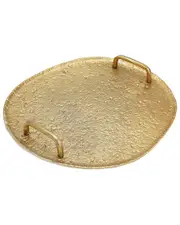 Alice Pazkus Hammered Round Tray with Handles