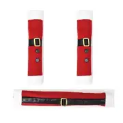 Set of 3 Christmas Red Refrigerator Door Handle Covers - Protect Kitchen Appliances from Smudges Fingerprints and Stains