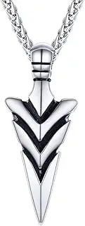 [U7] Men Rock Hip Hop Jewelry 316L Stainless Steel Cool Spear Point Arrowhead/Wolf Teeth Pendant Necklace, Send Gift Box