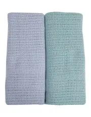 [Bubba Blue] Nordic Cellular Blanket 2 Pack in Blue/Green