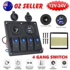 4 Gang 12V Switch Panel LED Rocker Toggle Control Circuit Breaker Marine Boat RV