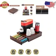 Premium Wood Coffee Capsule Organizer Drawer - Holds 50 Nespresso Pods Elegantly