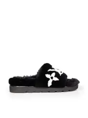 Black Mink Fur Pool Pillow Slides