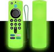 Protective Silicone Case Compatible with TV Stick (3rd Gen) 2021 Alexa Voice Remote, Anti-Slip, Shockproof, kin-Friendly and Washable(Glow in Dark Green)