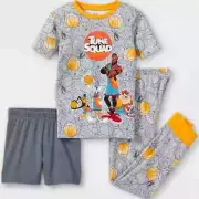 SPACE JAM BUGS DAFFY TAZ Snug-Fit Cotton Pajamas 3-Pc. Sleepwear Set Boys 8 $32