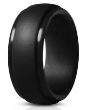 Silicone Rubber Black Wedding Band Comfortable Stylish Flexible Work Sport Gym