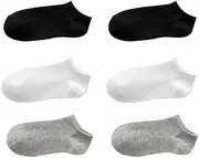 [RUIGPRO] 6Pairs Ankle Socks Women's No Show Thin Athletic Running Low Cut Short Socks for US Shoe Size 7-11, Black Gray White, One Size Petite