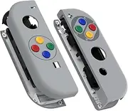 eXtremeRate SFC SNES Classic EU Style Joycon Housing with Coloful Buttons, Replacement Shell Case for Nintendo Switch Joy-Con & Switch OLED Joycon – Joycon and Console NOT Included