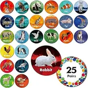 Realistic Animal Game, 50 Round Animal Memory Cards for Toddlers, 25 Pairs of Real Animal Memory Cards, Educational Toys