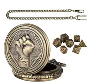 Pocket Watch Metal Dice Case, Fist Pattern Dice, Board Game Dice Accessory, Metal Dice with Intricate Details, Creative and Stylish Way for Boys and Tabletop Games, 1 Piece