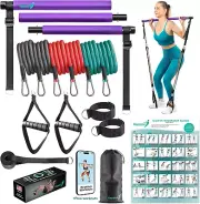 Premium Pilates Bar Kit with Resistance Bands-Home Gym Equipment - Workout Eq...