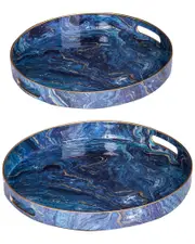 A&B Home Set of 2 Modern Chic Circular Trays